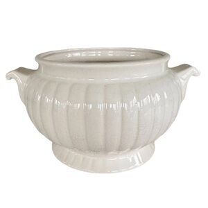 Vintage White Ceramic Bowl Planter
